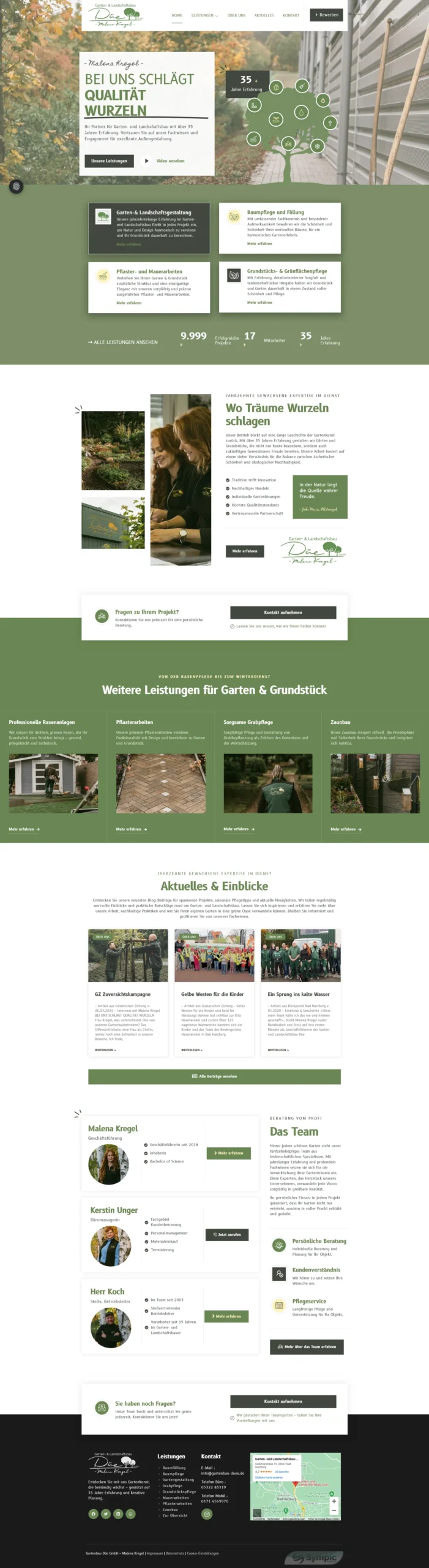 Sympic Webdesign Referenzen Gartenbau Düe Startseite