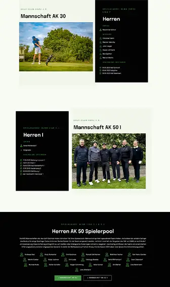 Golf Club Harz Sympic Webdesign Referenz Mannschaften